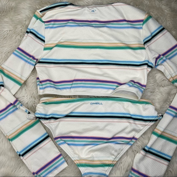 O'Neill Swim New Oneill Girls Lowtide Long Sleeve Crop Top Swim Set
